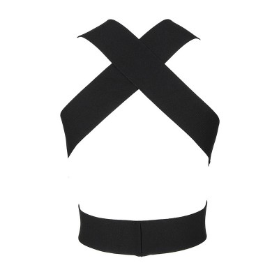  'Lucy' black cut out bandage crop top